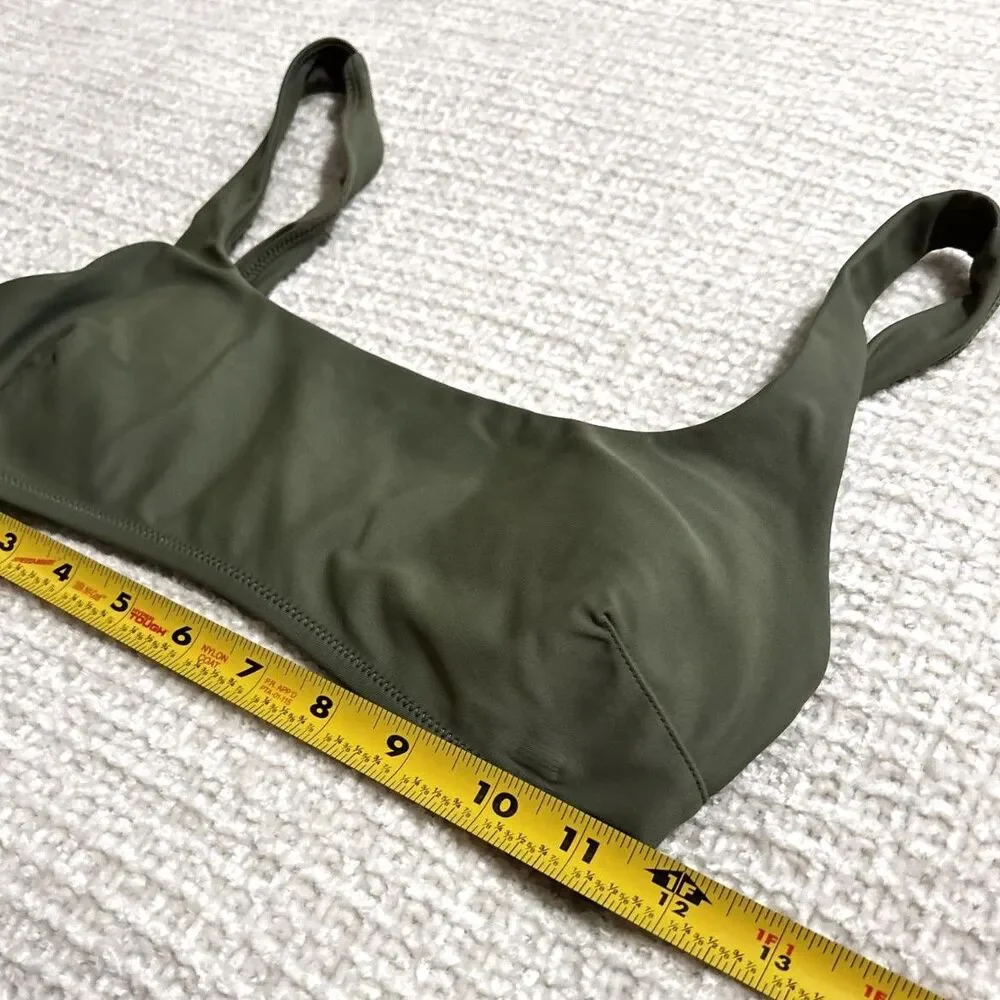 Aerie Scoop Neck Seamless Bralette Olive Green S‎ Small Minimalist Soft Stretch